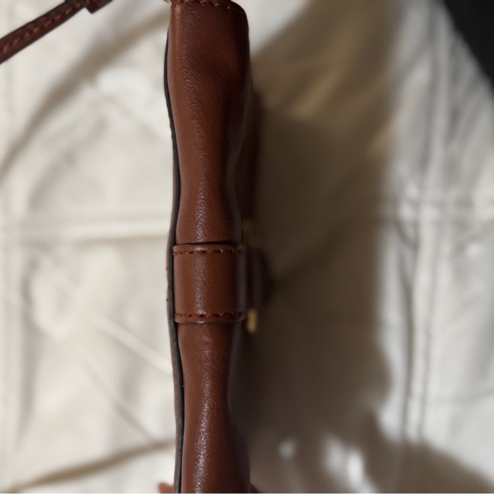 Frye Brown Leather Crossbody Bag with Gold Ring - Picture 8 of 12